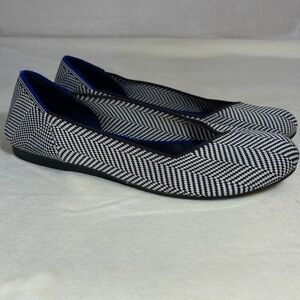 Rothy's Black and White Herringbone Round Toe Flats Size 8